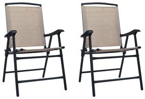 Skladacie záhradné stoličky 2 ks, textilén, sivohnedé 47925
