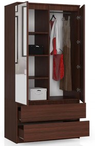 Skriňa S 90 cm 2D 2SZ 2 zrkadlá CLP wenge