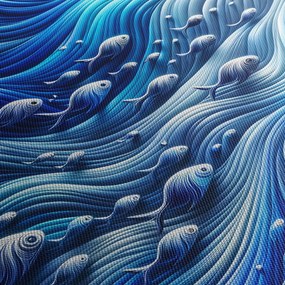 Obraz – Ryby vo vlnách (90x60 cm)