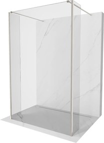 Mexen Kioto, 3-stenová sprchová zástena Walk-In 100 x 30 x 30 cm, 8mm číre sklo, brúsená oceľ profil, 800-100-030-222-97-00-030