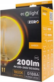 ECOLIGHT Dekoratívna LED žiarovka E27 4W 200lm G188 Amber Retro - rada ZERO