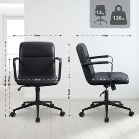 Kancelárska stolička Hilda pravá koža - čierna