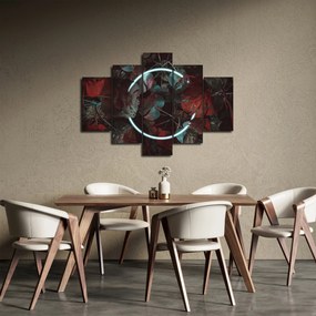 Obraz - Neónový kruh medzi palmami (150x105 cm)