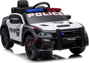 LEAN CARS Elektrické autíčko Dodge Charger policajné, bielo-čierne