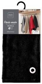 Čierny froté bavlnený uterák 50x50 cm Cuistot – douceur d'intérieur