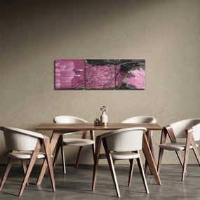 Obraz - Ružovo-čierna abstrakcia (s hodinami) (90x30 cm)
