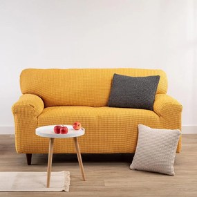 Super strečové poťahy RUBINIA zlatá rohová sedačka (š. 340 - 540 cm)