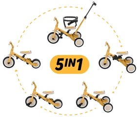 PETITE&amp;MARS - Detská trojkolka 5v1 TURBO Intense Ochre