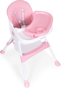 ECOTOYS jedálenské kresielko pre deti, ružové, 5-bodové