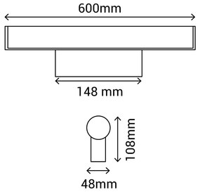 Čierne nástenné svietidlo SULION Caspio, dĺžka 60 cm