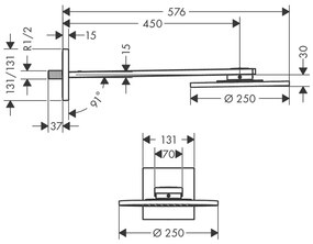 Axor ShowerSolutions - Hlavová sprcha 250 so sprchovým ramenom, 1 prúd, chróm 35284000