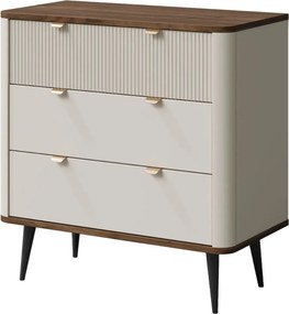 Zaoblená komoda so zásuvkami 90 cm Marly kašmír/orech
