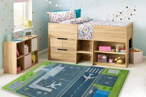 Detský koberec protišmykový BAMBINO 46990 letisko, zelený / sivý