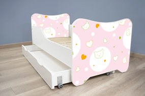TOP BEDS Detská posteľ Happy Kitty 140x70 Kitty so zásuvkou