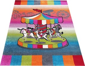 DY Detský farebný koberec s motívom kolotoča Bella 116 Rozmer: 200x200 cm