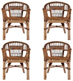 Vonkajšie stoličky 4 ks, prírodný ratan, hnedé 275843