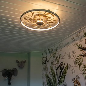 Stropné svietidlo v štýle Art Deco čierne so zlatom 3-stupňovo stmievateľné - Bota