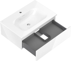 Mexen Orio, kúpeľňová skrinka 70 cm s umývadlom Vela, 1 zásuvka, biela lesklá, 91A10-07023-1-BF00-W23M00
