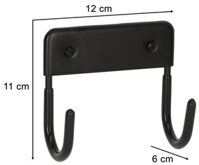 Dvojitý kovový hák s nosnosťou 15 kg čierny