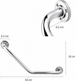 Erga Foxi, rohové kúpeľňové madlo pre seniorov 54cm, chrómová, ERG-YKA-P.FOXI-CHR