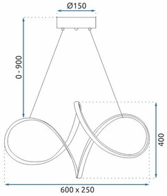 Toolight Toolight, LED závesné svietidlo, 50W, 4000K, 4000lm, G081-1CP, zlatá, OSW-09740