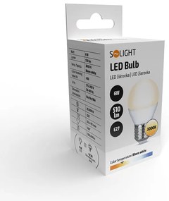 SOLIGHT LED žiarovka miniglobe matná G45 6W, E27, 3000K, 510lm