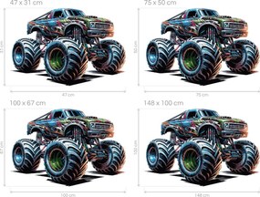 Monster truck 03 textilná samolepiaca nálepka na stenu hárok 47 x 31 cm