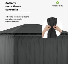 Blumfeldt Mondo 3x4 altánok s kovovým rámom a 4 bočnými stenami