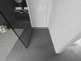 Mexen Kioto, Walk-In sprchová zástena 110 x 200 cm, 8mm sklo číre/čierny vzor, biely profil, 800-110-101-20-70