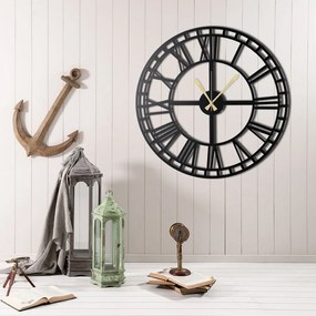 Čierne nástenné hodiny Greece, 50 × 50 cm