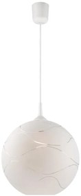RUEL Závesné moderné osvetlenie na lanku SLENEL, 1xE27, 60W, guľa, biele