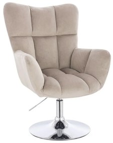 LuxuryForm DESIGN Otočné kreslo AURORA VELUR na striebornom tanieri - latte