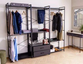 Otevřená šatní skříň Rin 03 200 cm černá