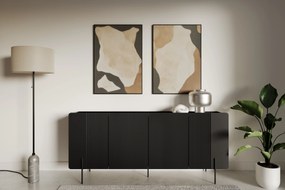 Komoda Malmi 200 cm - čierny mat / čierna