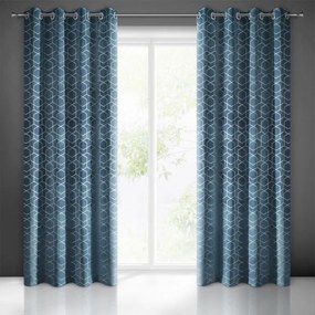 Modré dekoračné závesy so zavesením na kovové kruhy 135 x 250 cm