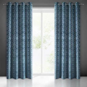 Modré dekoračné závesy so zavesením na kovové kruhy 135 x 250 cm
