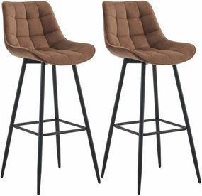 2x Barová stolička Dartford - zamat - Hnedá
