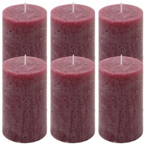 Bordó parafínová sviečka rustikálna 11,5 cm, 40 h, sada 6 ks