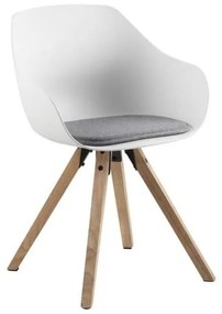 Súprava 2 bielych jedálenských stoličiek s nohami z kaučukového dreva Actona Tina