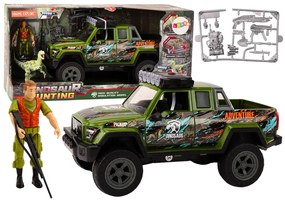 LEAN TOYS Terénne poľovnícke auto Dinosaurus, svetlá, zvuky - zelená