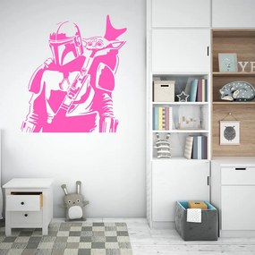 Veselá Stena Samolepka Mandalorian a Grogu Farba: růžová, Veľkosť: 100 x 111 cm