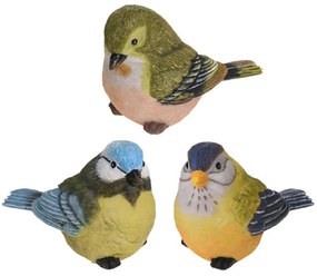 Záhradná figúrka z polistone Birds, sada 3ks, 9 cm, viacfarebná