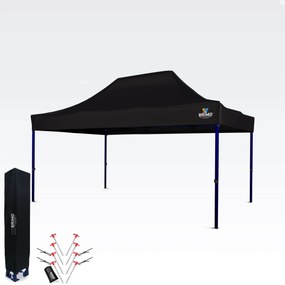 BRIMO Výstavný stan 3x4,5 m (45 mm oceľ) | Rýchla montáž, dlhá životnosť - bez 3 stien - Čierna 30