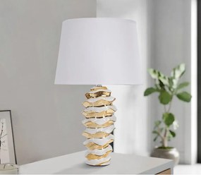 Biela/v zlatej farbe keramická stolová lampa s textilným tienidlom (výška 53 cm) Glam Space – Mauro Ferretti