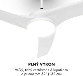 Klarstein Figo, stropný ventilátor, 52", 55 W, stropná lampa, 2 x 42 W, diaľkový ovládač, biely