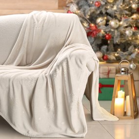 VIANOČNÁ FLANELOVÁ DEKA SNOW GOLD 150X200 CM VZOROVANÁ