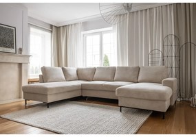 Béžová menčestrová rozkladacia rohová pohovka (ľavý roh) Lofty Lilly – Miuform