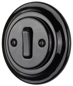 Bohemia-Design - Porcelánový retro jednopólový vypínač s rámikom č. 1 čierna