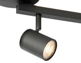 Čierne stropné bodové svetlo GU10 50 mm 4-svetlo vrátane podsvietenia - Back Up