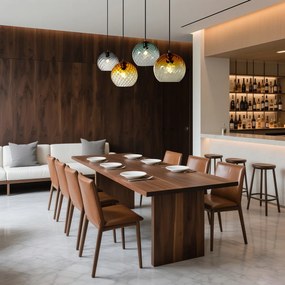 Bronzové závesné svietidlo s dymovým jantárovým a zeleným sklom obdĺžnikové 4-svetlá - Bao